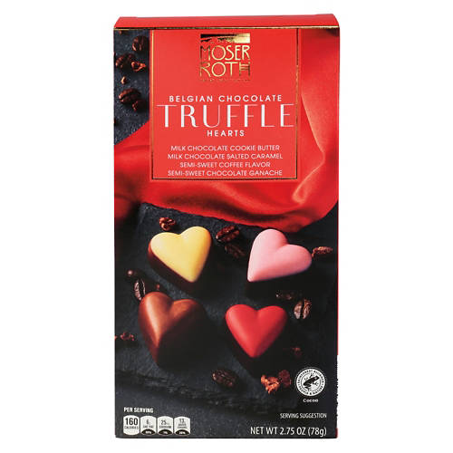 Moser Roth Valentine's Day Truffle Hearts Chocolates, 2.75 oz